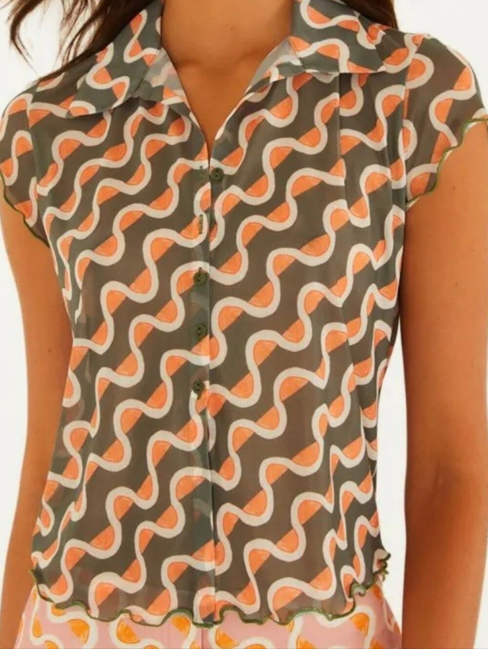 FARM Rio Printed Tulle Blouse Carioca Da  Gema Size S NWT